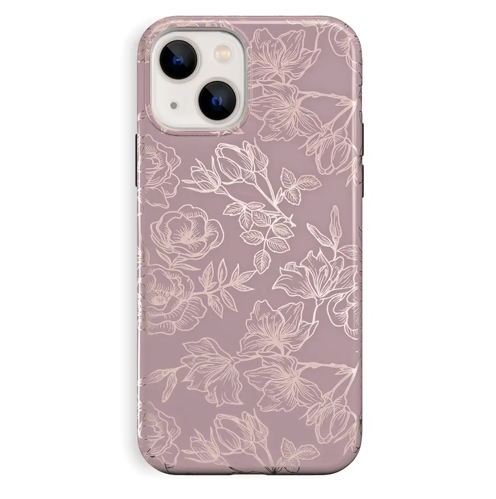 Dusty Rose Chrome Floral iPhone Case - Image 83