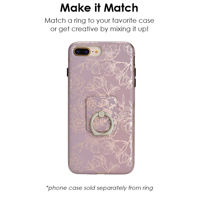 Dusty Rose Chrome Floral Phone Ring - Image 2