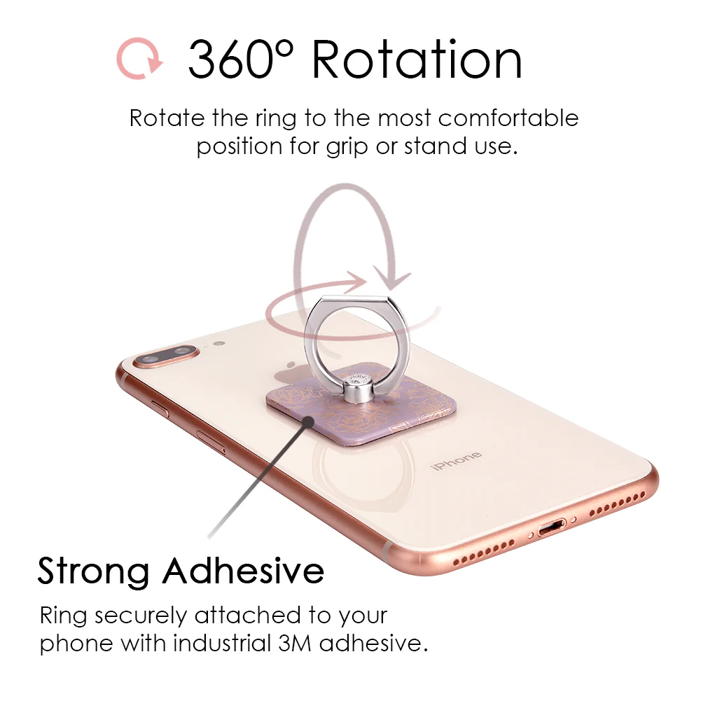 Dusty Rose Chrome Floral Phone Ring - Image 3