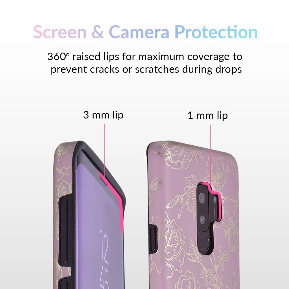 Dusty Rose Chrome Floral Samsung Galaxy Case - Image 17