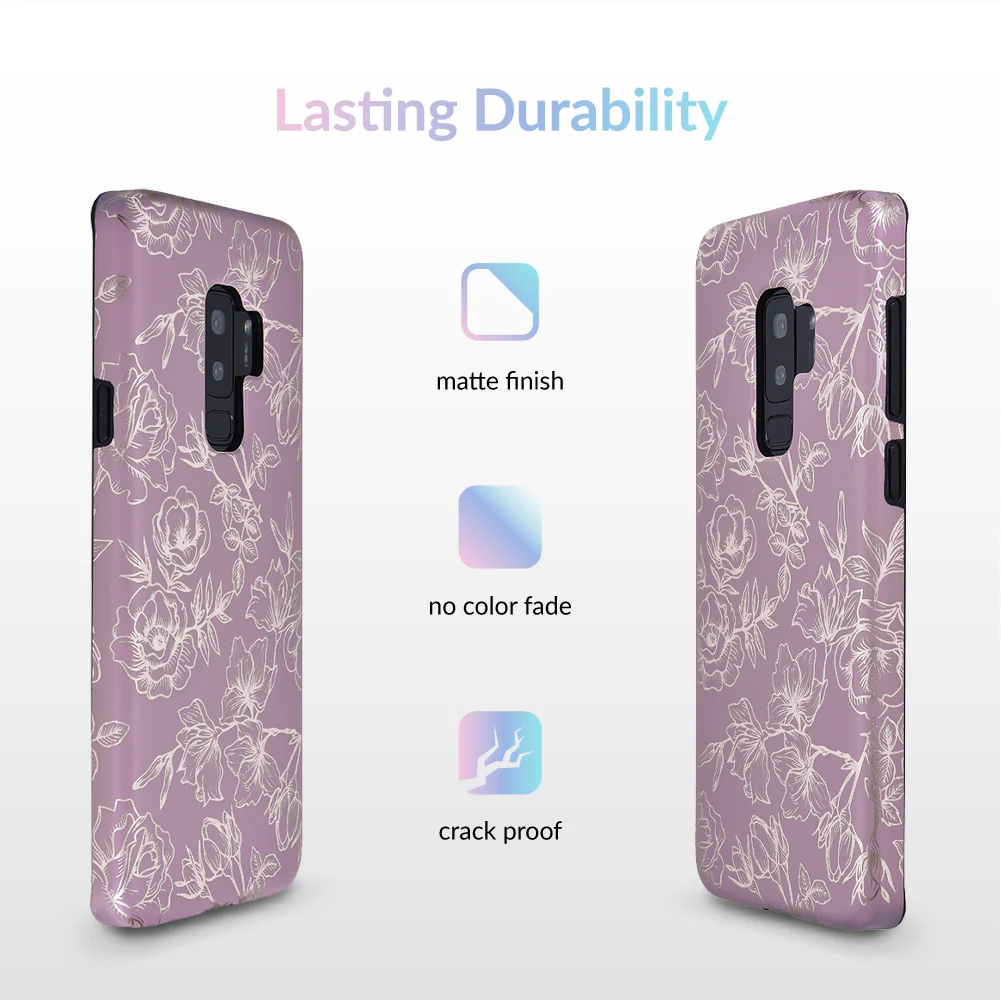 Dusty Rose Chrome Floral Samsung Galaxy Case - Image 19