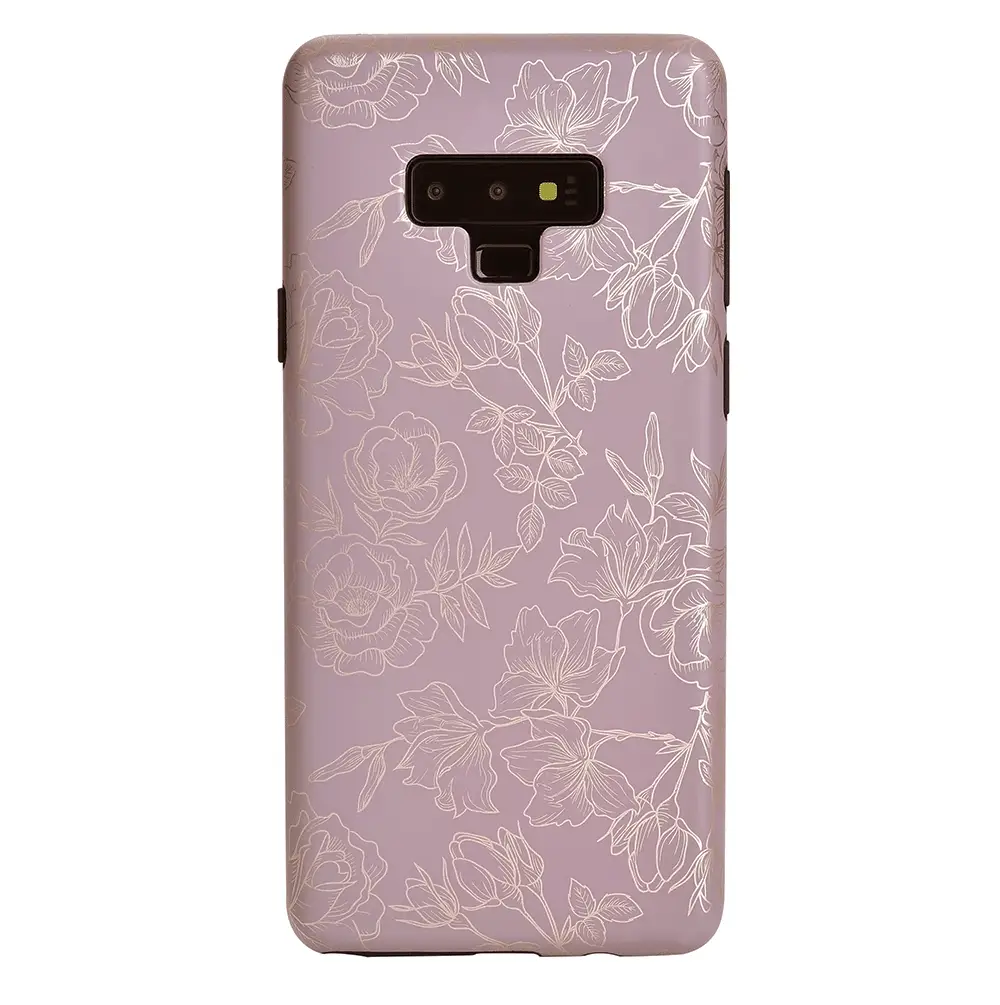 Dusty Rose Chrome Floral Samsung Galaxy Case - Image 26