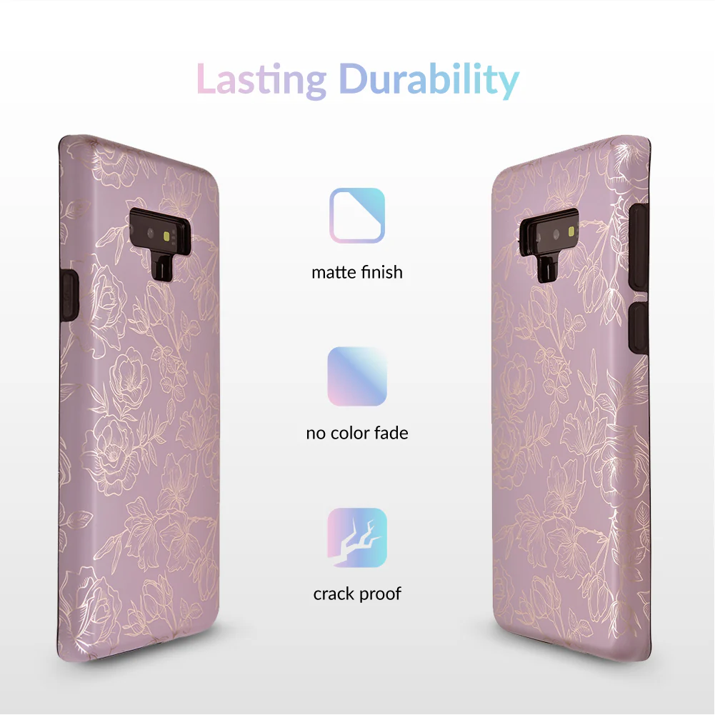 Dusty Rose Chrome Floral Samsung Galaxy Case - Image 29