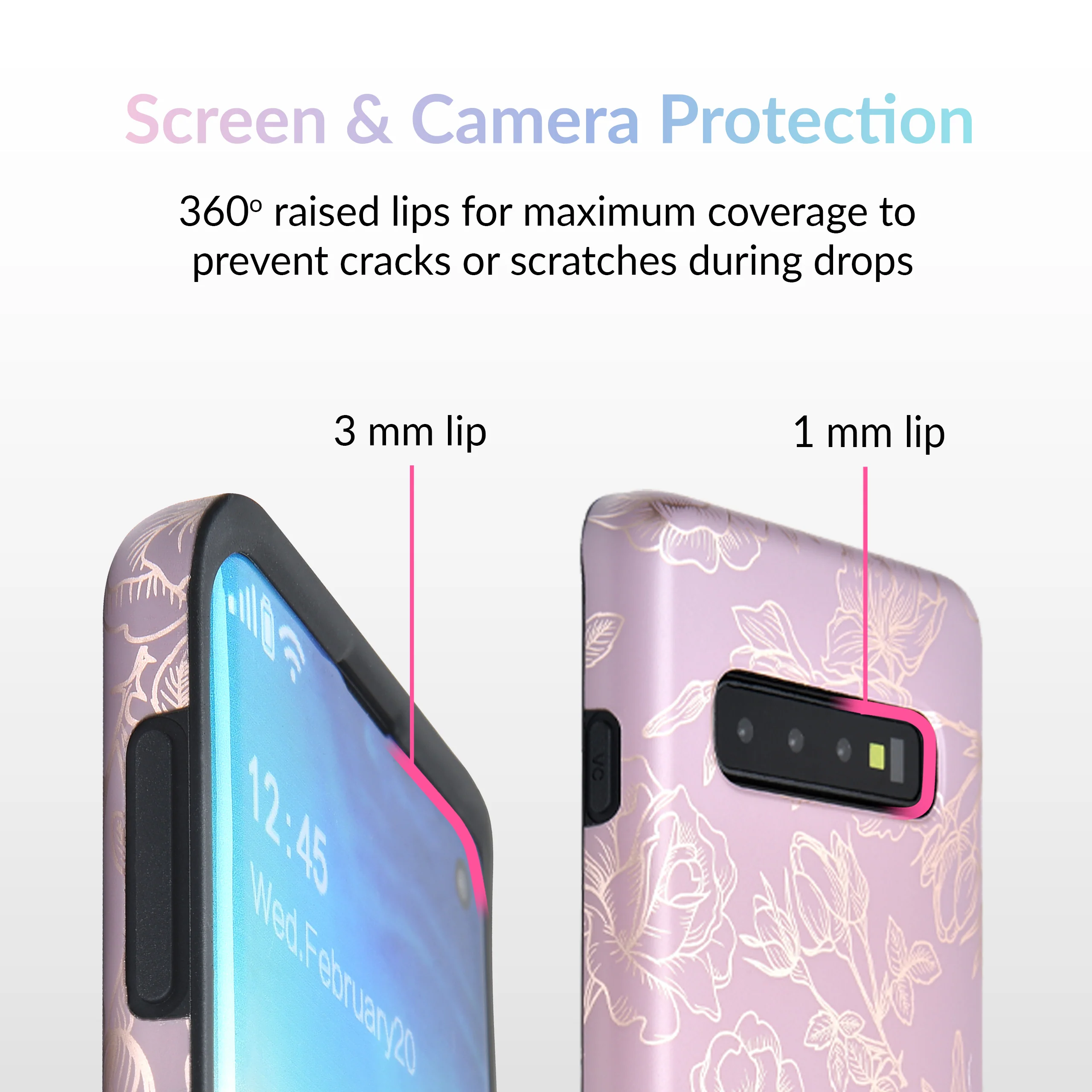 Dusty Rose Chrome Floral Samsung Galaxy Case - Image 34