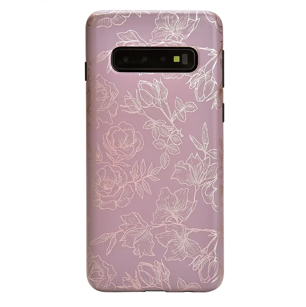 Dusty Rose Chrome Floral Samsung Galaxy Case - Image 37