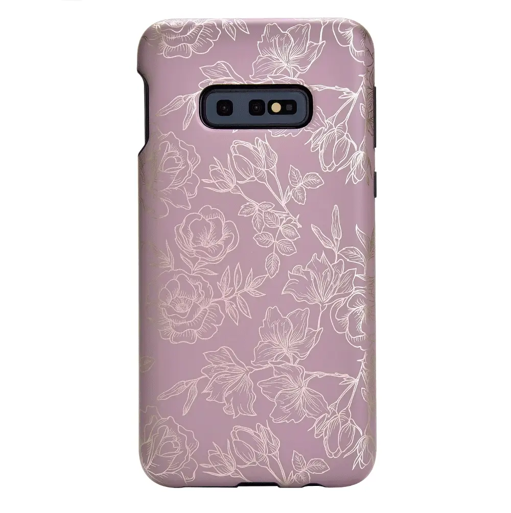 Dusty Rose Chrome Floral Samsung Galaxy Case - Image 45