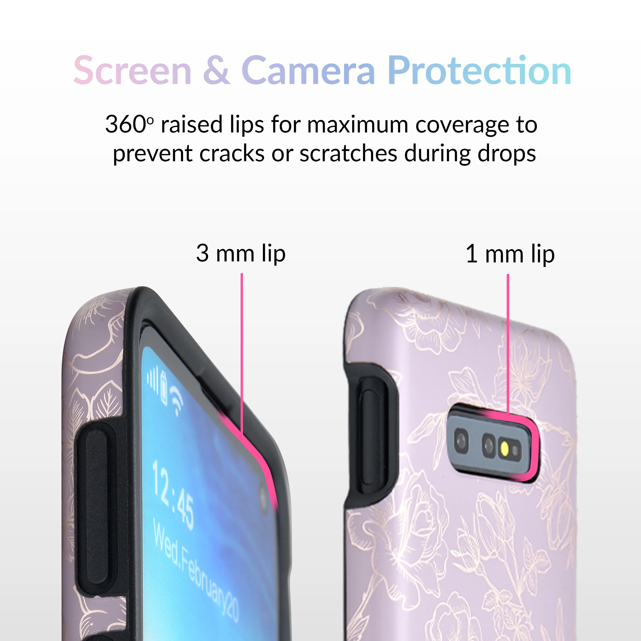 Dusty Rose Chrome Floral Samsung Galaxy Case - Image 46