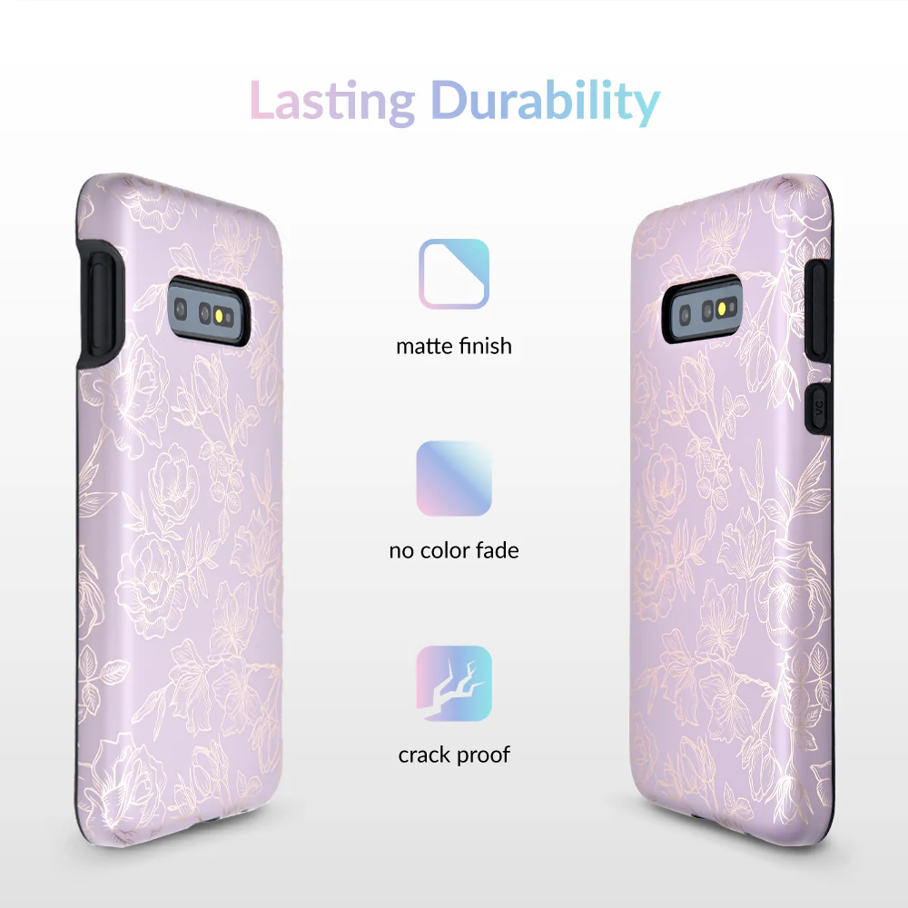 Dusty Rose Chrome Floral Samsung Galaxy Case - Image 47