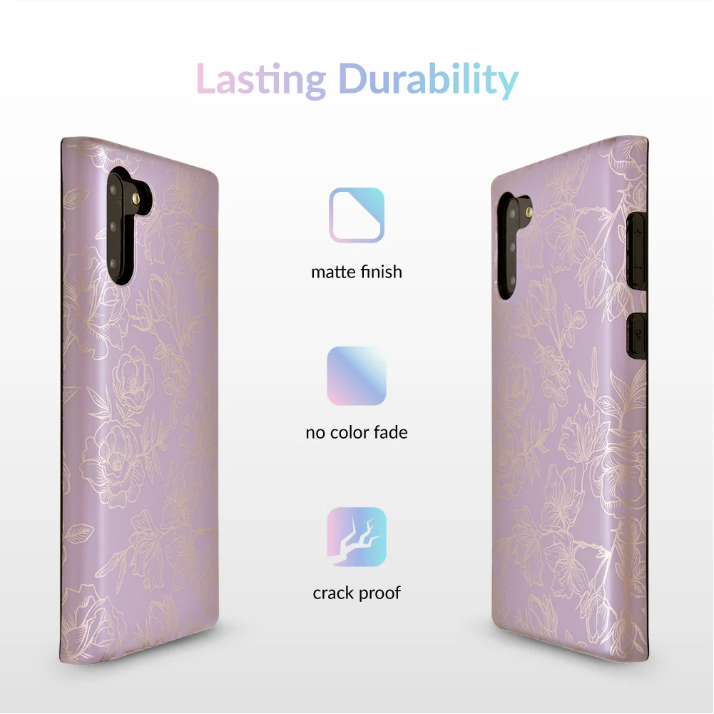 Dusty Rose Chrome Floral Samsung Galaxy Case - Image 53