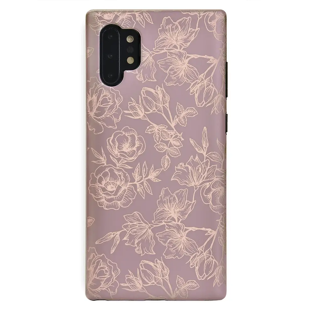 Dusty Rose Chrome Floral Samsung Galaxy Case - Image 55