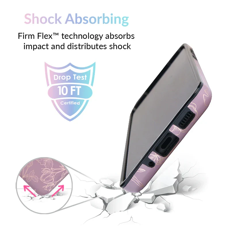 Dusty Rose Chrome Floral Samsung Galaxy Case - Image 56