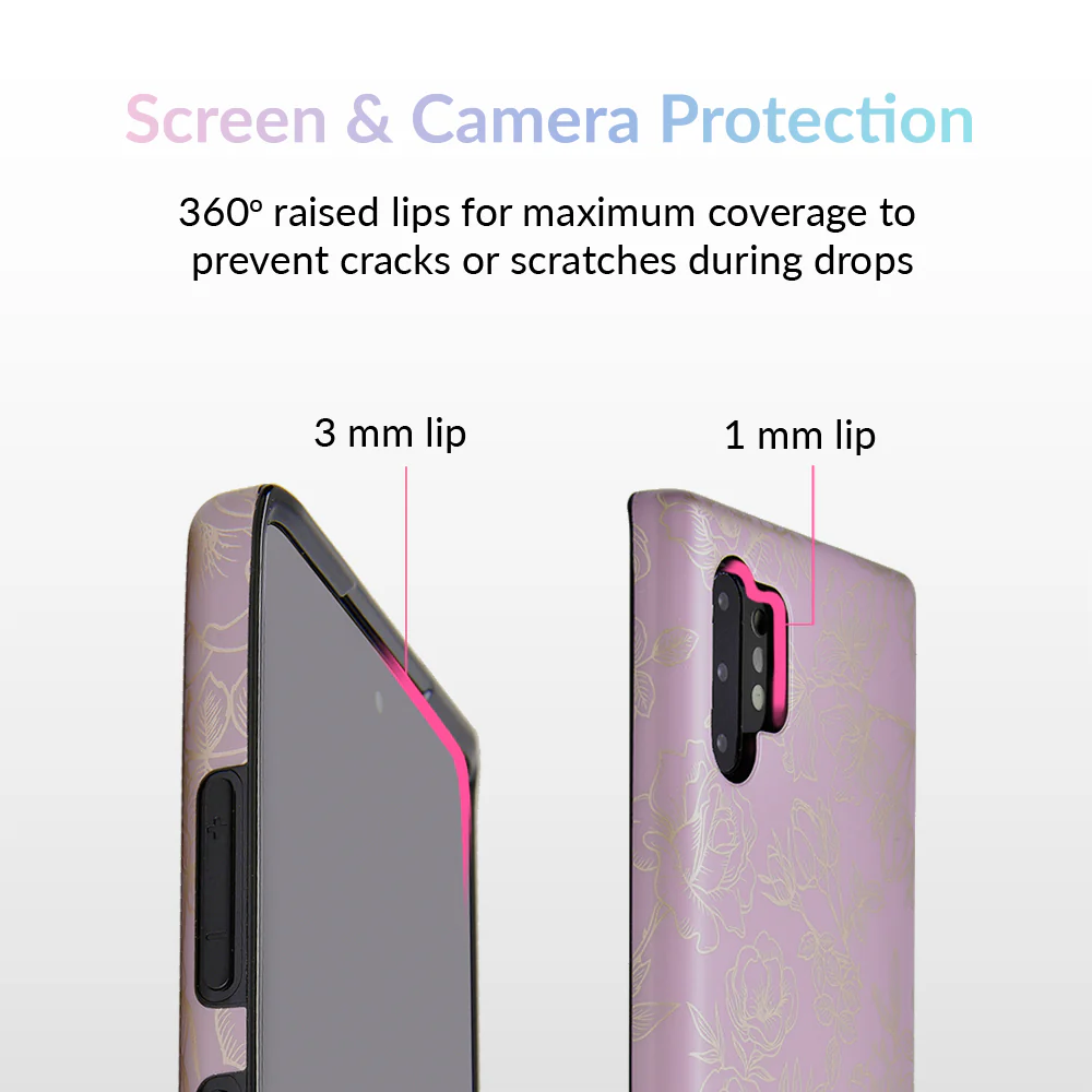 Dusty Rose Chrome Floral Samsung Galaxy Case - Image 57