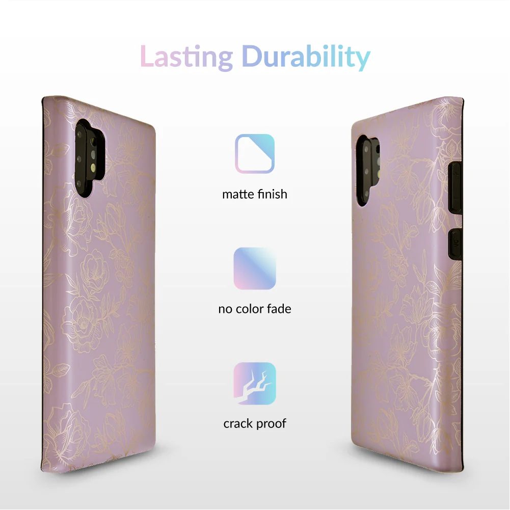 Dusty Rose Chrome Floral Samsung Galaxy Case - Image 58