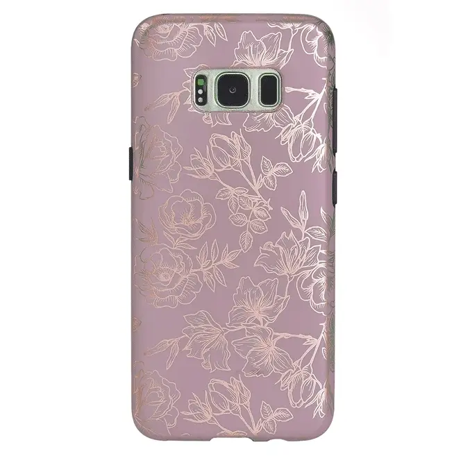Dusty Rose Chrome Floral Samsung Galaxy Case - Image 6