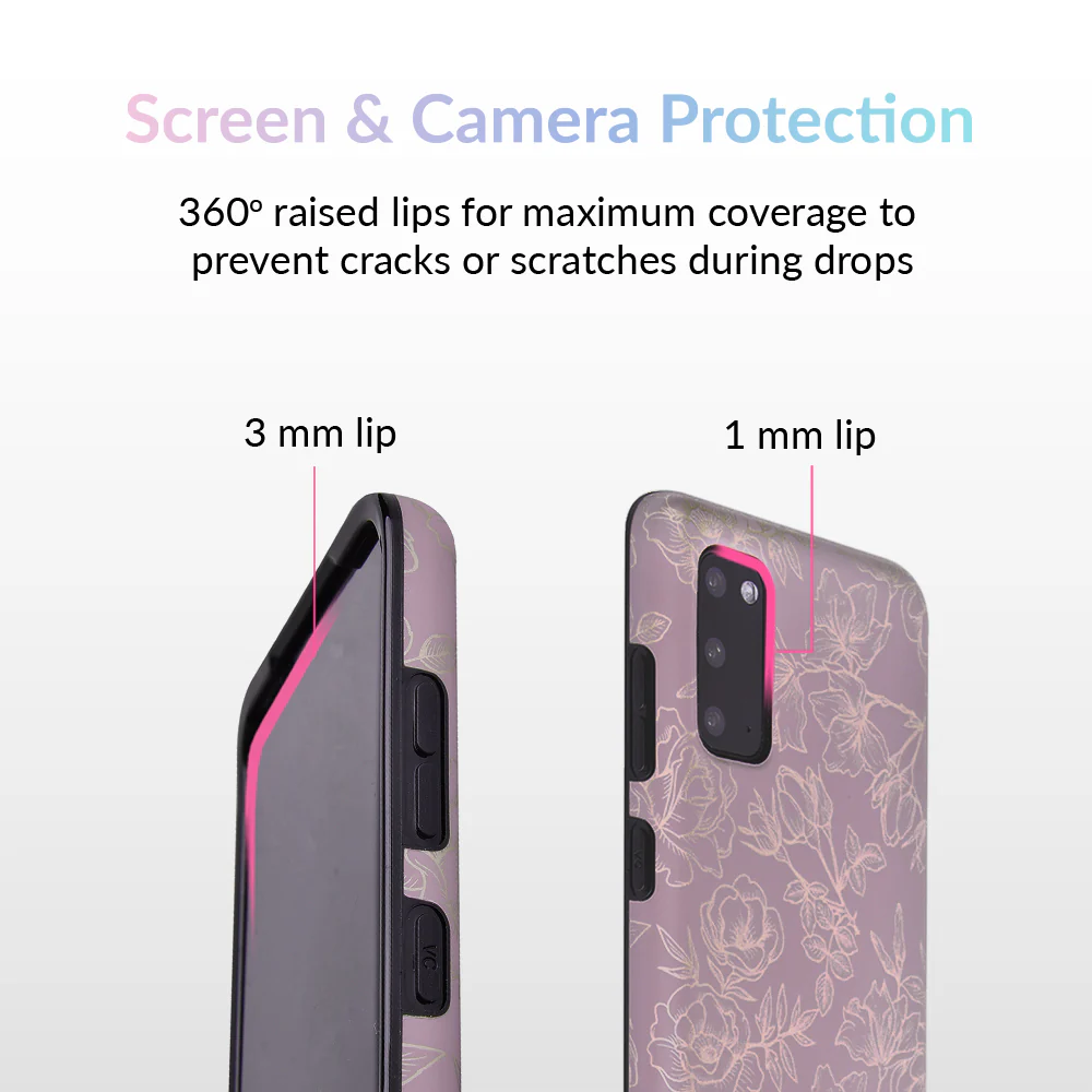 Dusty Rose Chrome Floral Samsung Galaxy Case - Image 61