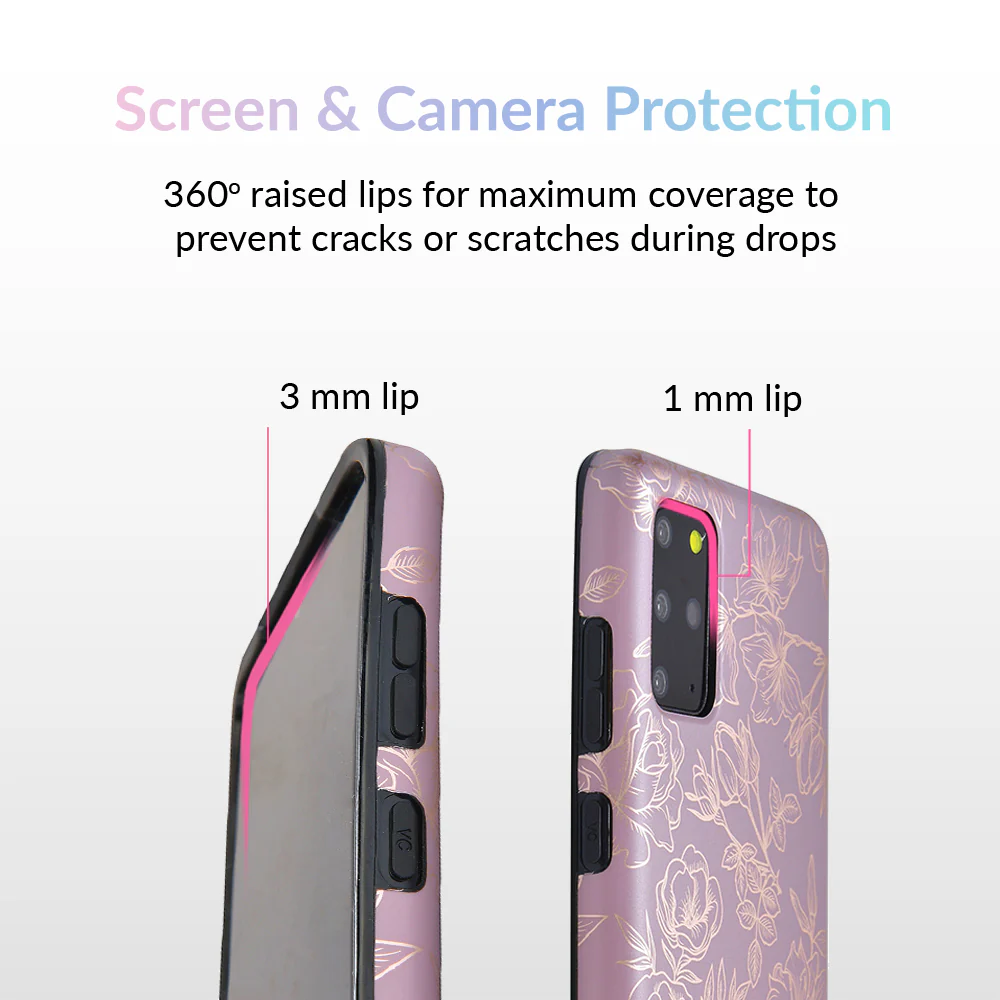 Dusty Rose Chrome Floral Samsung Galaxy Case - Image 65