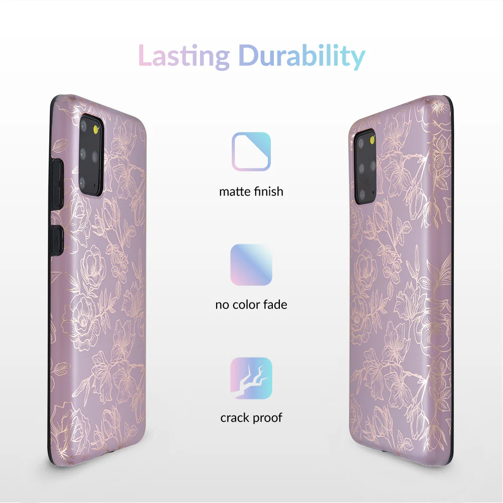 Dusty Rose Chrome Floral Samsung Galaxy Case - Image 66