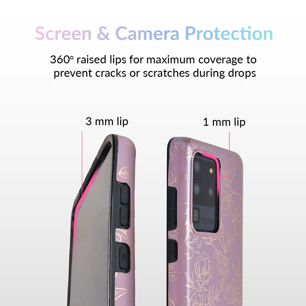 Dusty Rose Chrome Floral Samsung Galaxy Case - Image 69