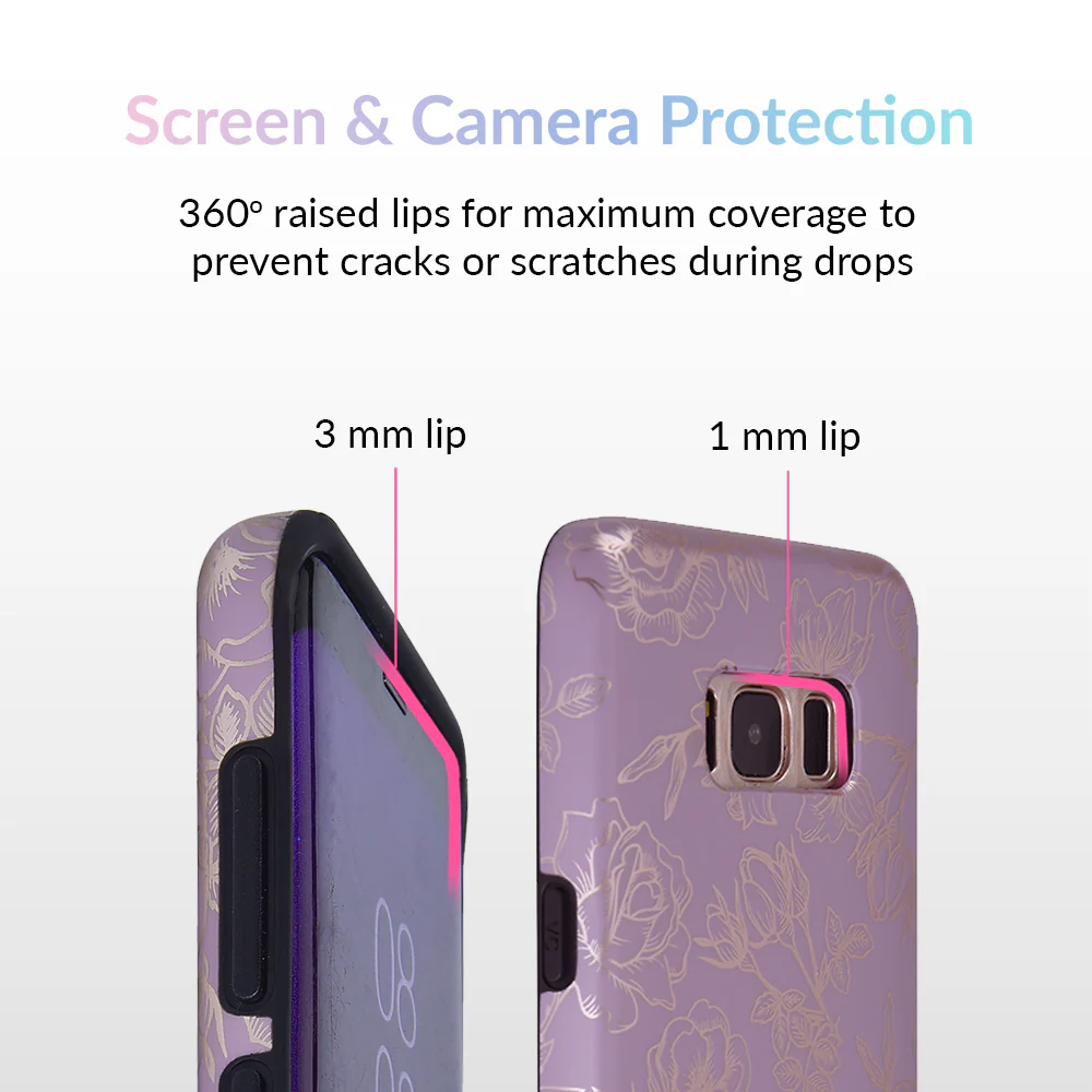 Dusty Rose Chrome Floral Samsung Galaxy Case - Image 7