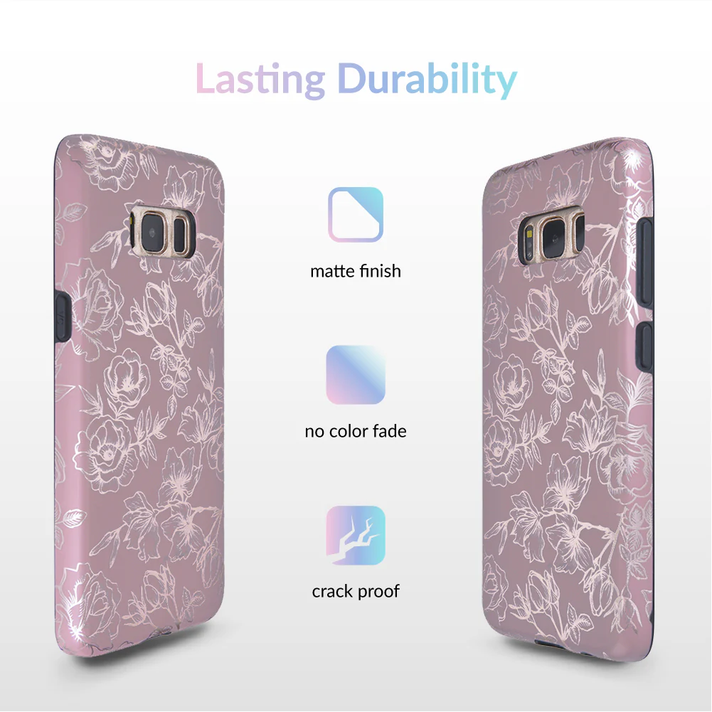 Dusty Rose Chrome Floral Samsung Galaxy Case - Image 9