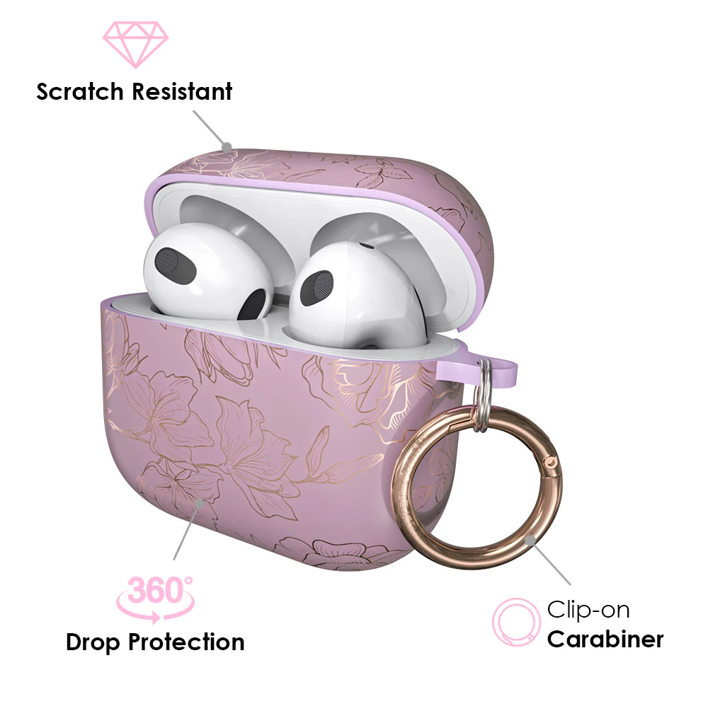 Dusty Rose Chrome Floral AirPods Case - Image 12