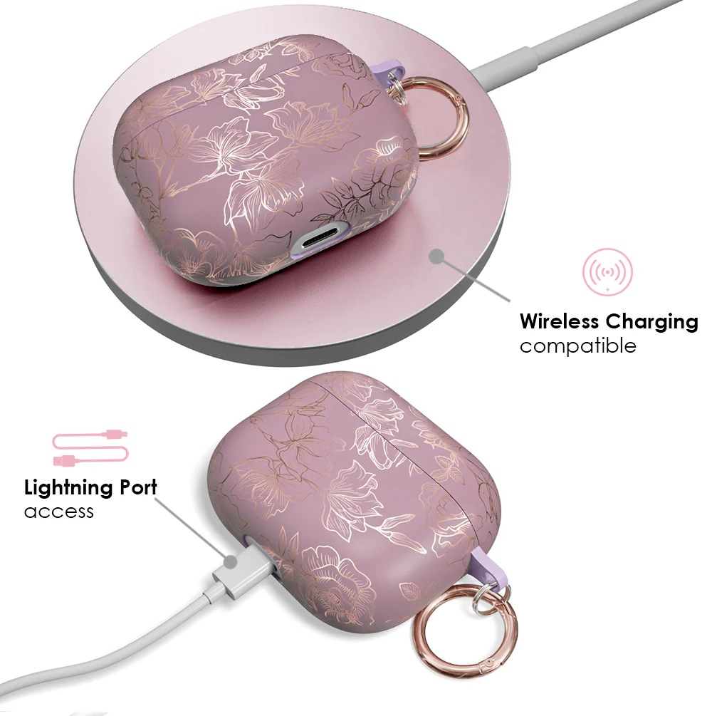 Dusty Rose Chrome Floral AirPods Case - Image 13