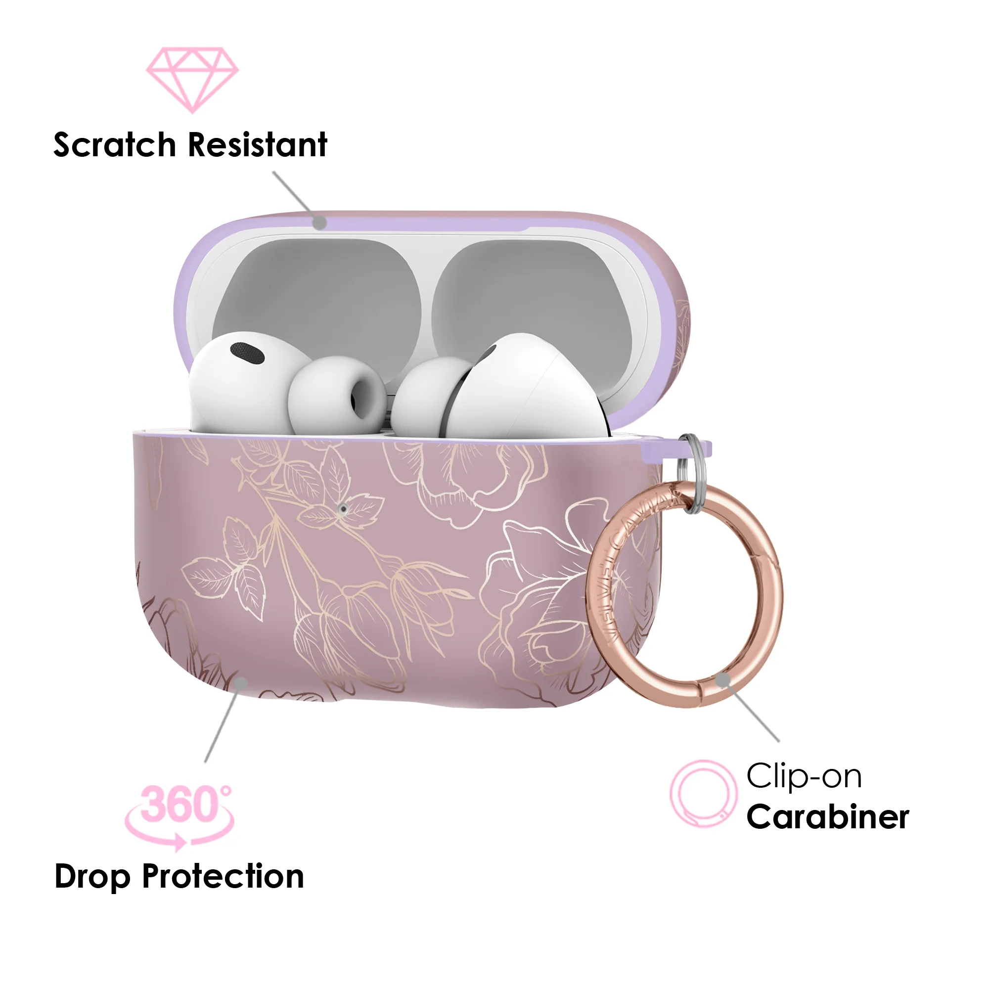 Dusty Rose Chrome Floral AirPods Case - Image 22