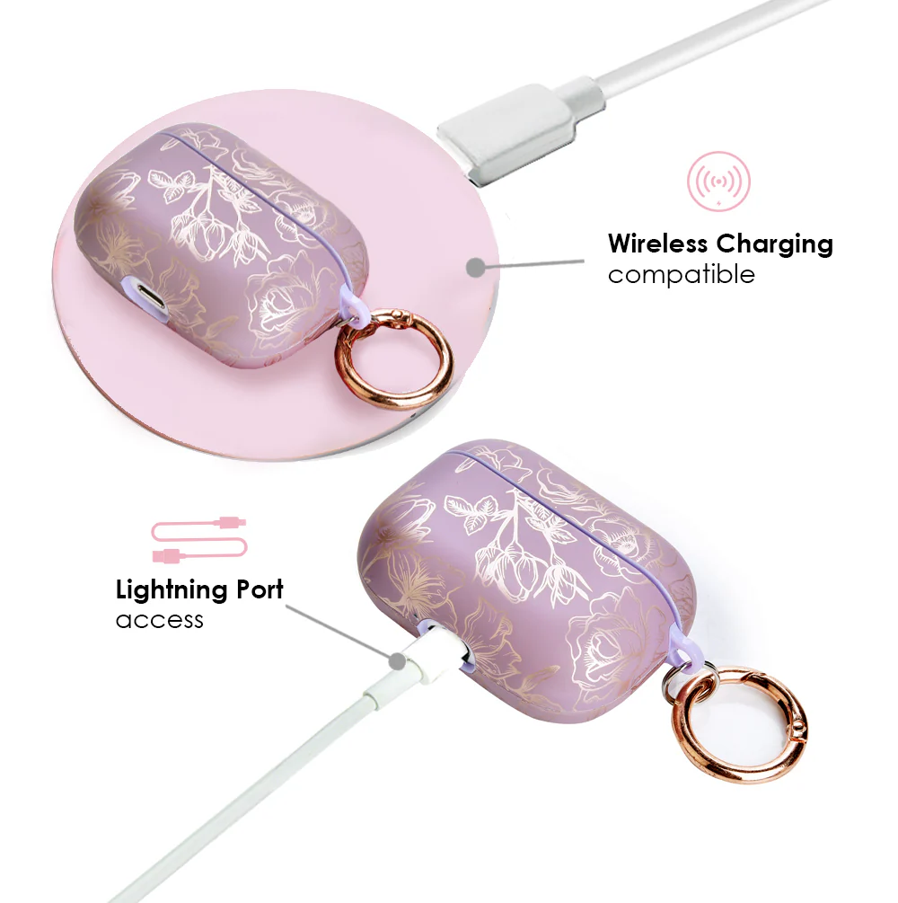 Dusty Rose Chrome Floral AirPods Case - Image 9