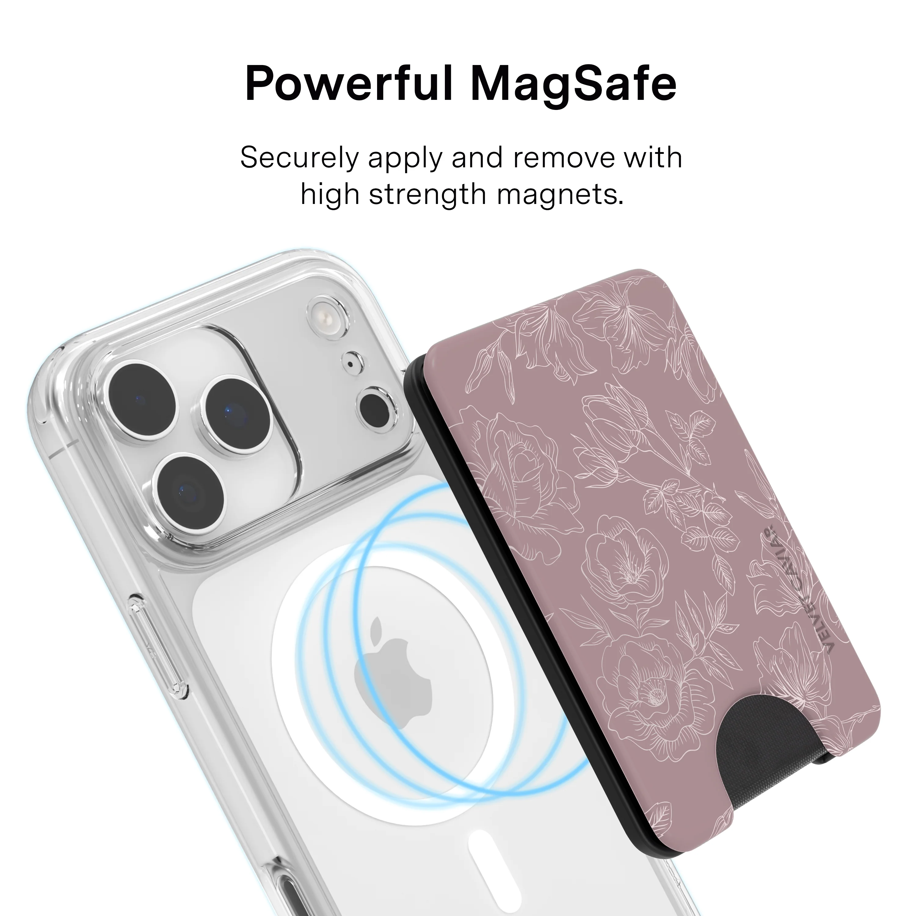 Dusty Rose Chrome Floral MagSafe Wallet - Image 3