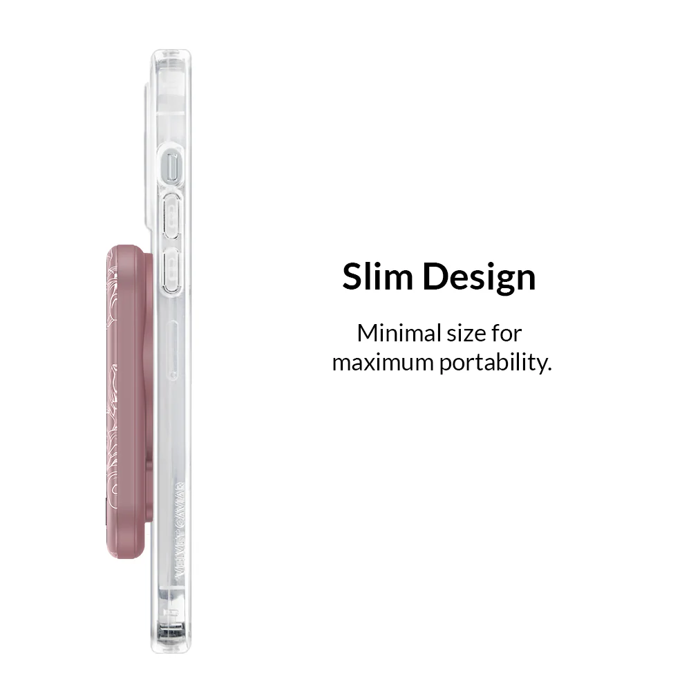 Dusty Rose Chrome Floral MagSafe Battery Power Pack - Image 5