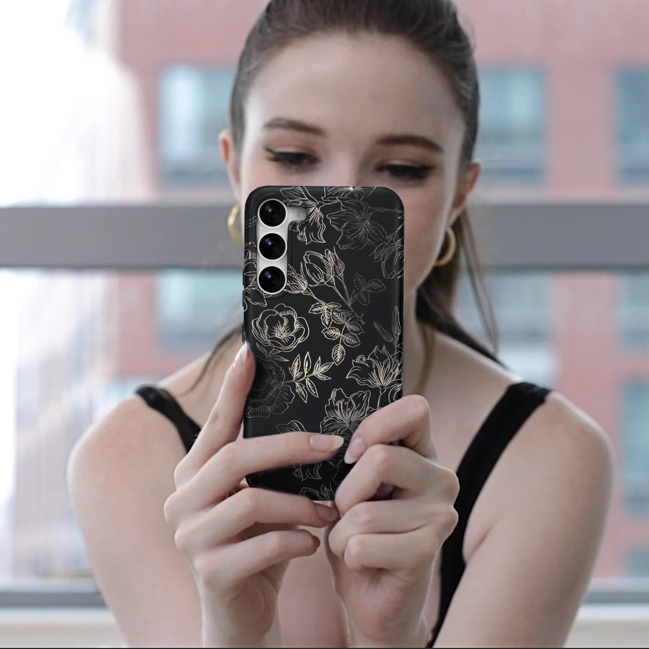 Floral Rose Gold Chrome Samsung Galaxy Case - Image 103