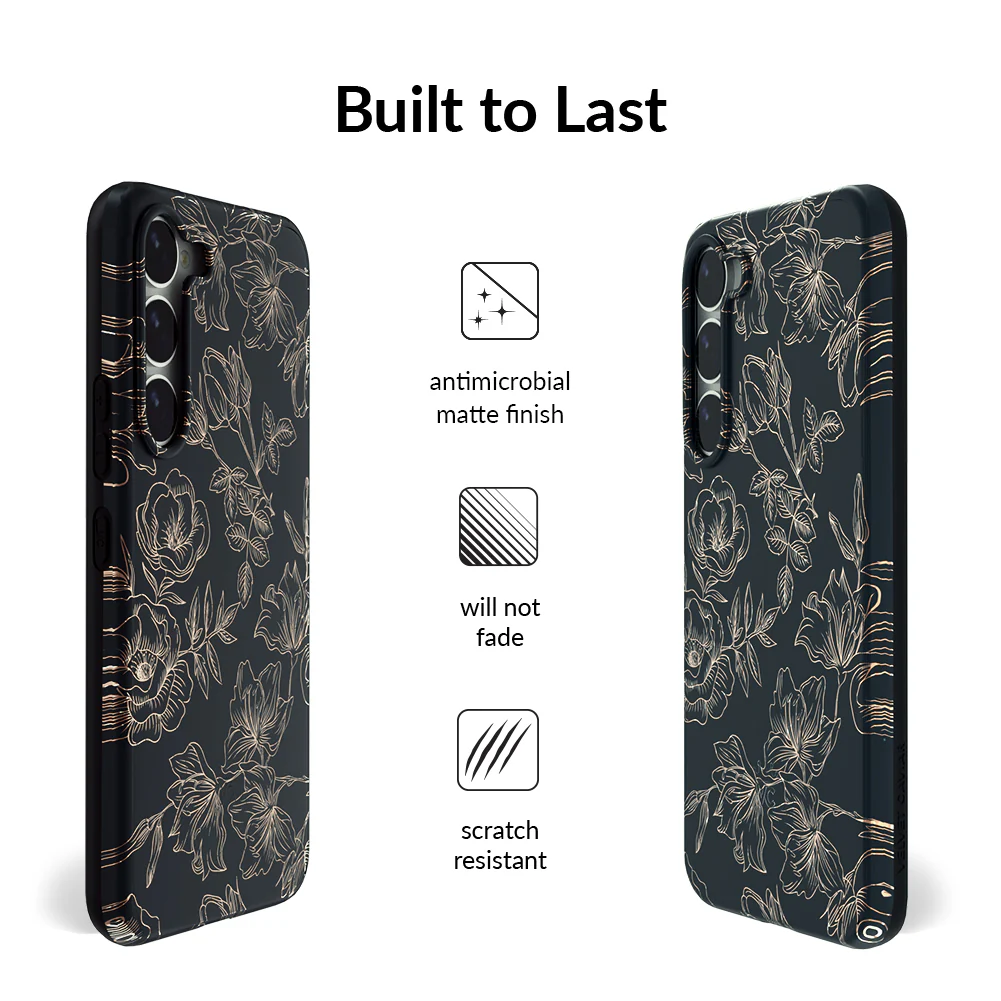 Floral Rose Gold Chrome Samsung Galaxy Case - Image 112
