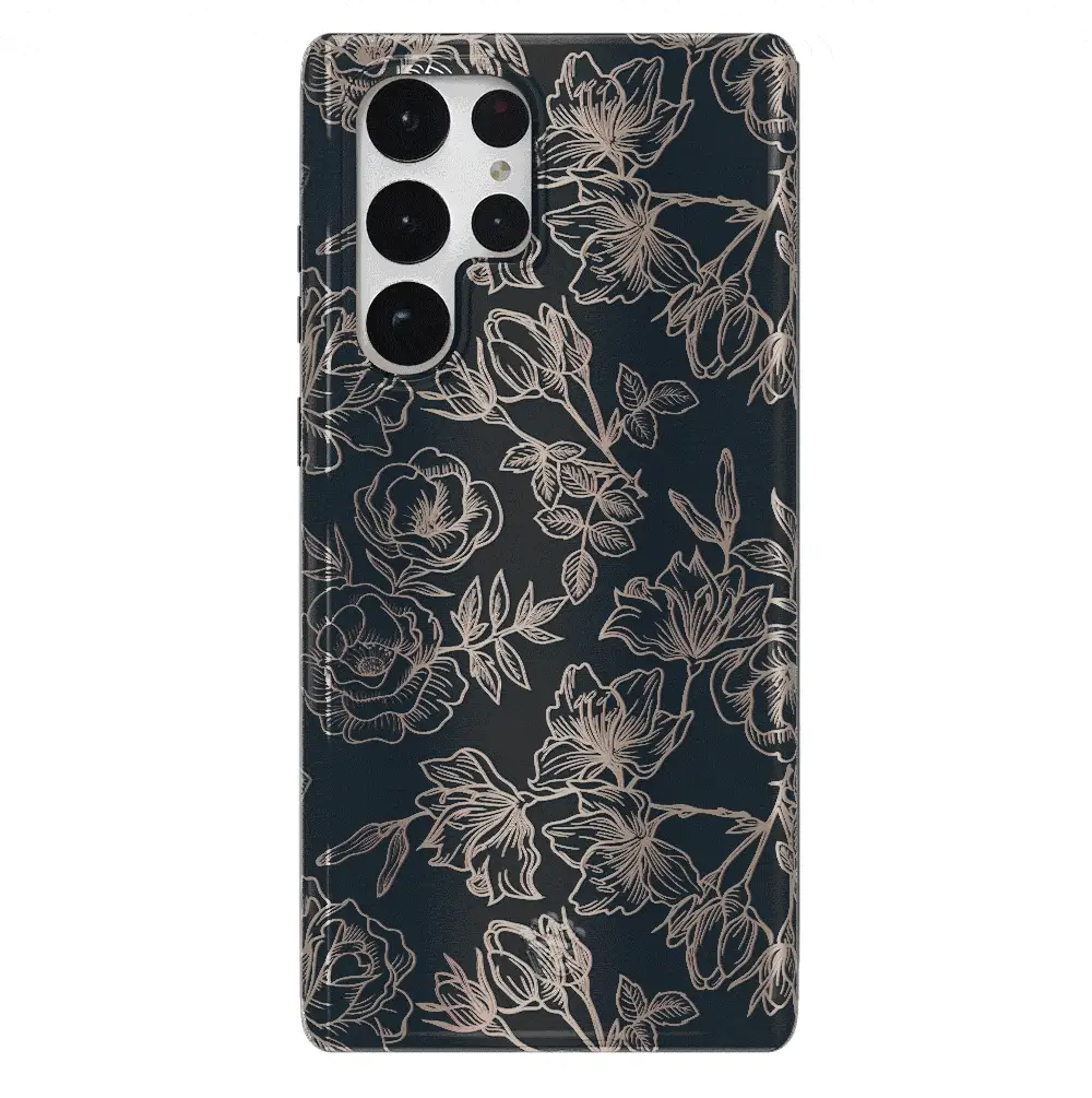 Floral Rose Gold Chrome Samsung Galaxy Case - Image 114