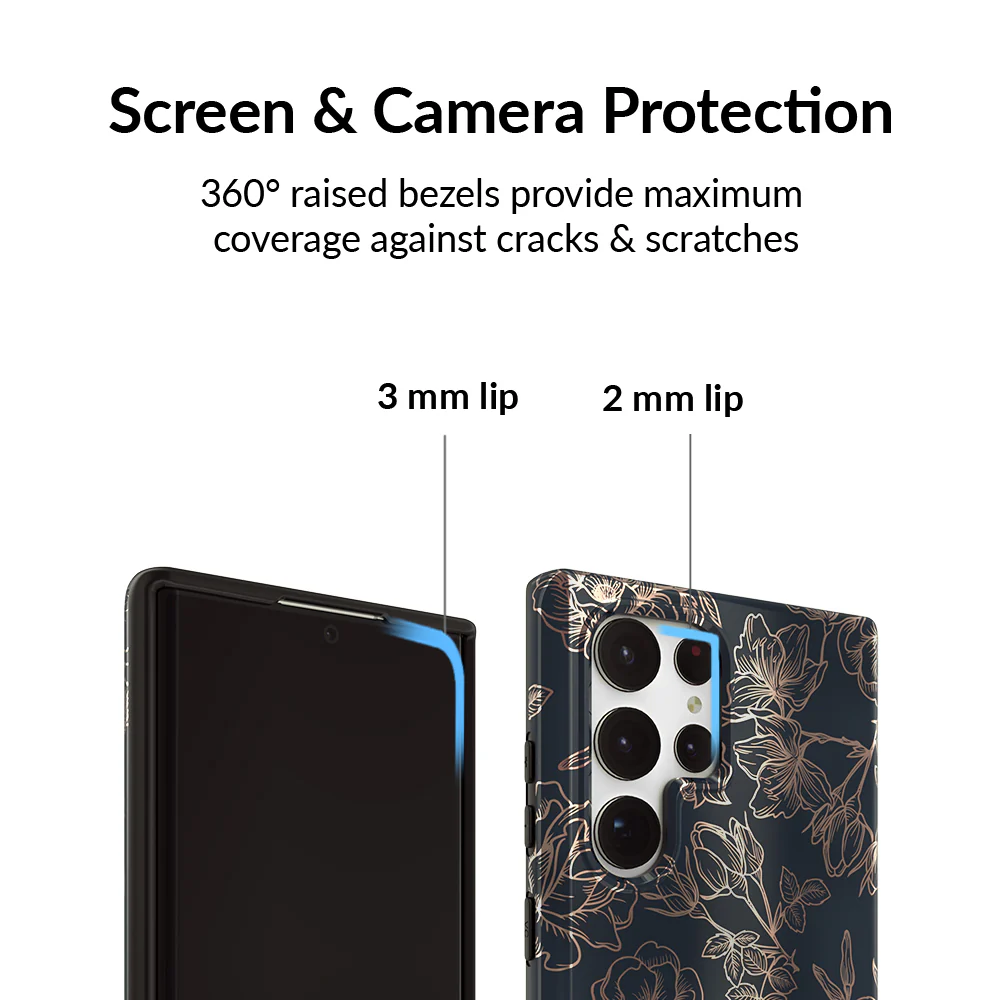 Floral Rose Gold Chrome Samsung Galaxy Case - Image 116