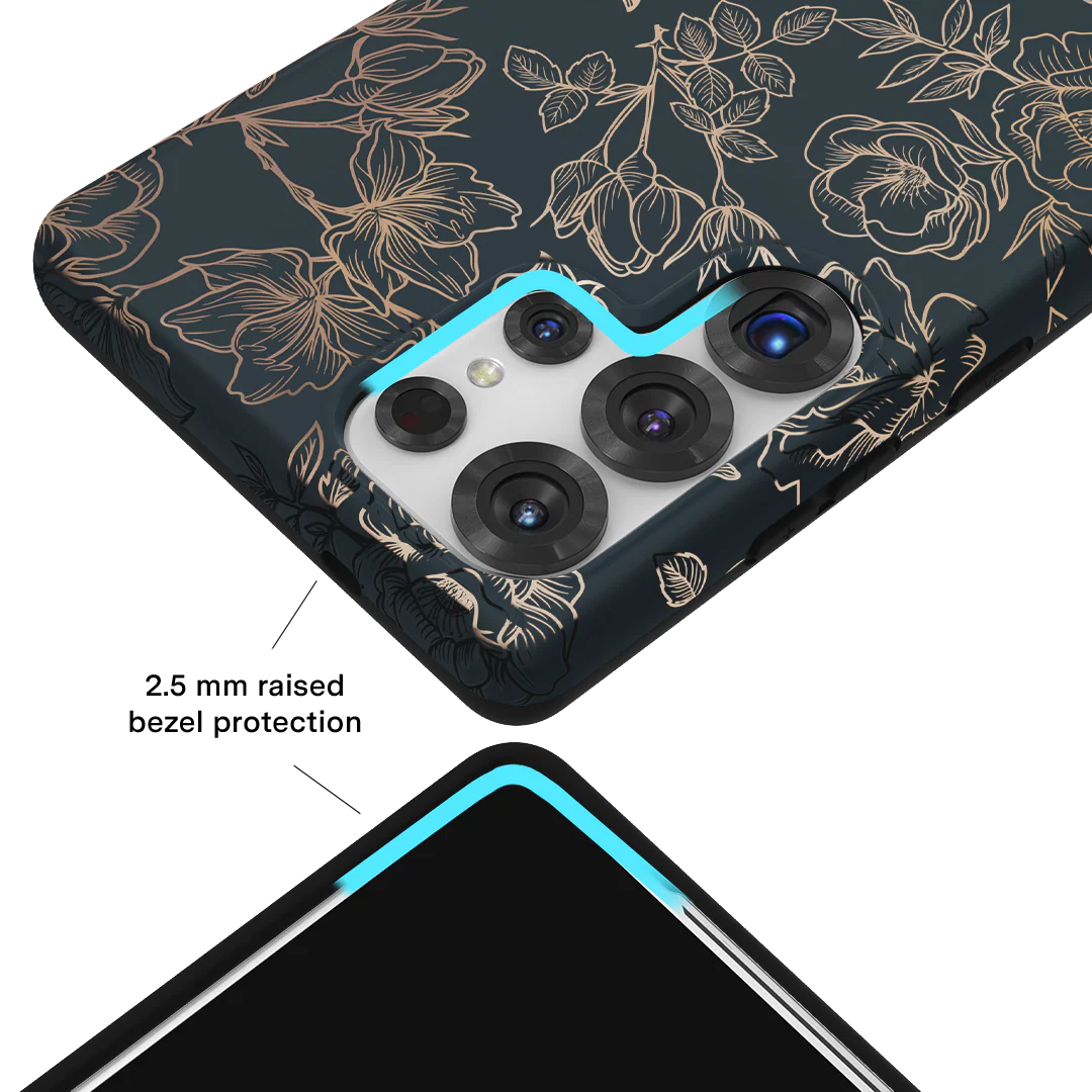Floral Rose Gold Chrome Samsung Galaxy Case - Image 122