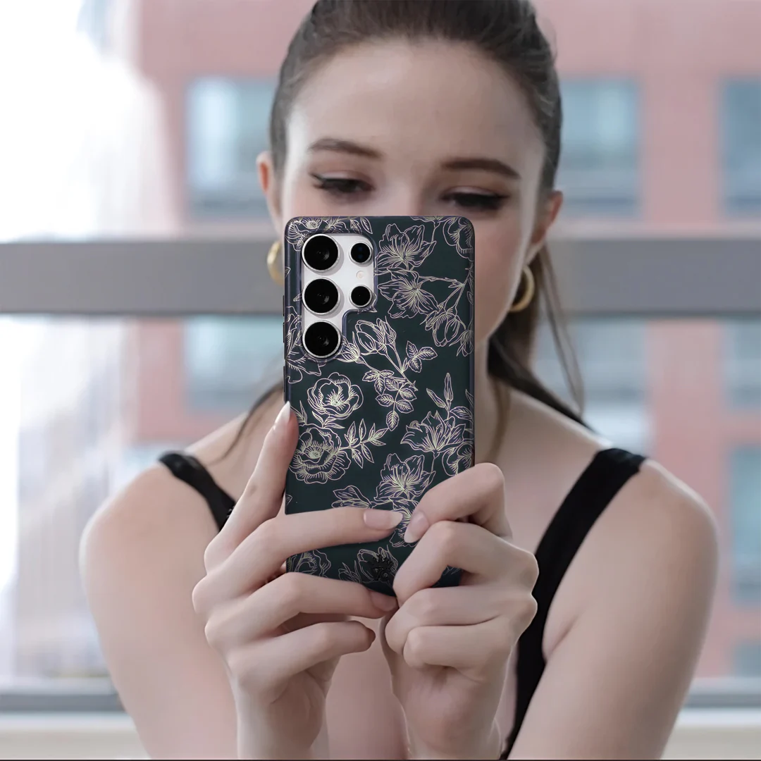 Floral Rose Gold Chrome Samsung Galaxy Case - Image 127