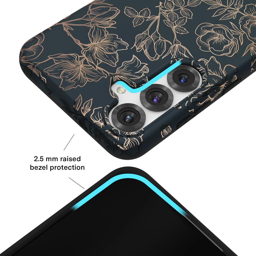 Floral Rose Gold Chrome Samsung Galaxy Case - Image 128