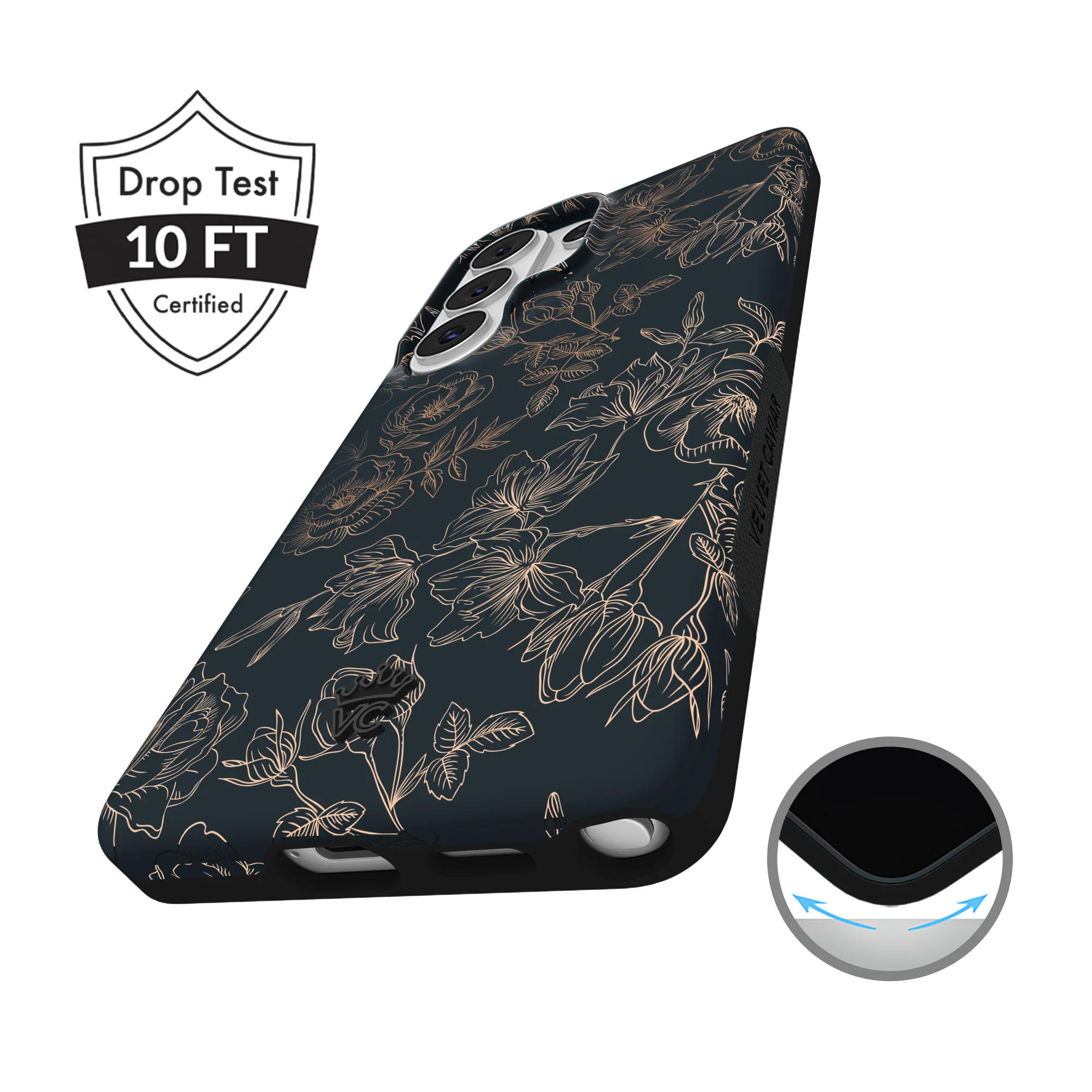 Floral Rose Gold Chrome Samsung Galaxy Case - Image 139