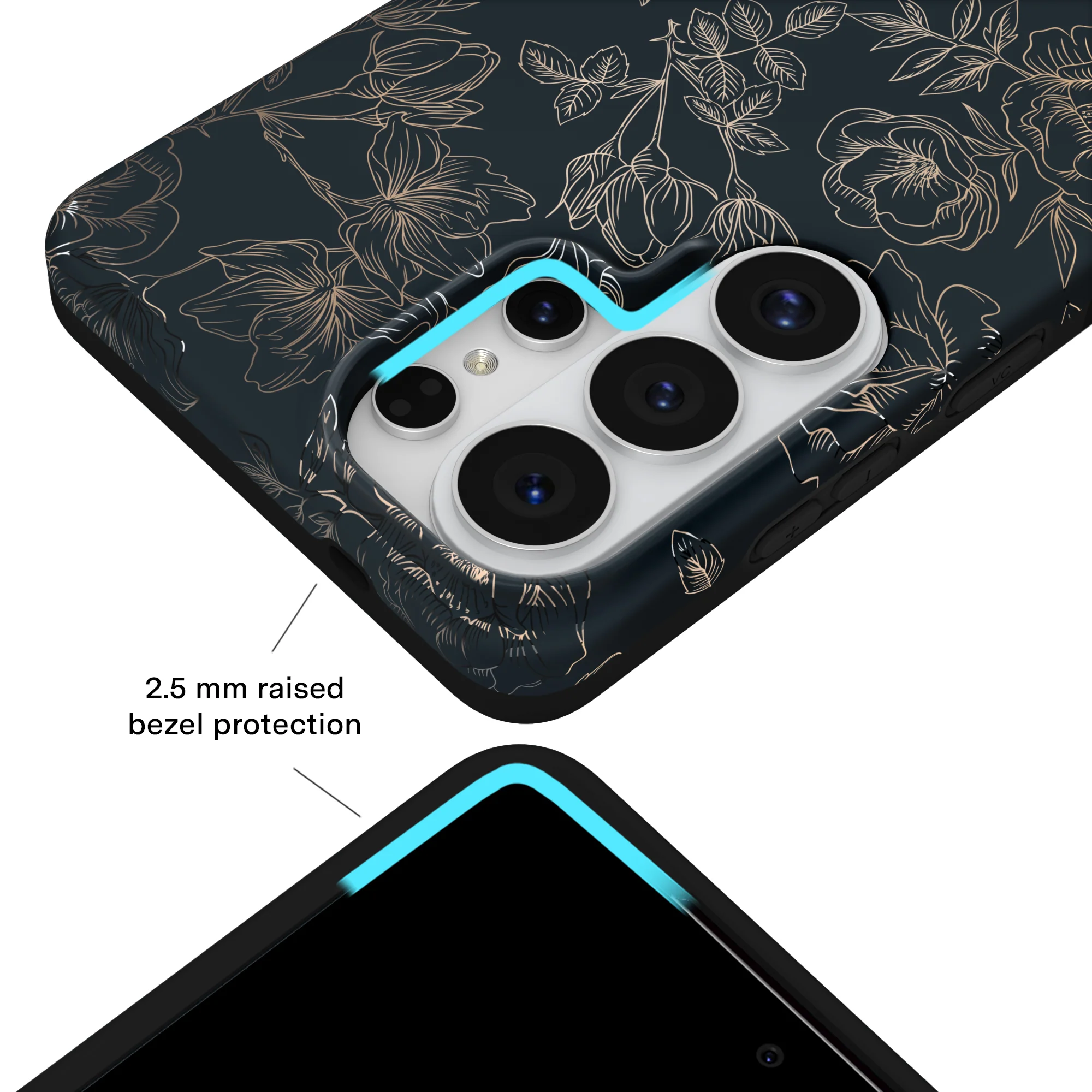 Floral Rose Gold Chrome Samsung Galaxy Case - Image 145