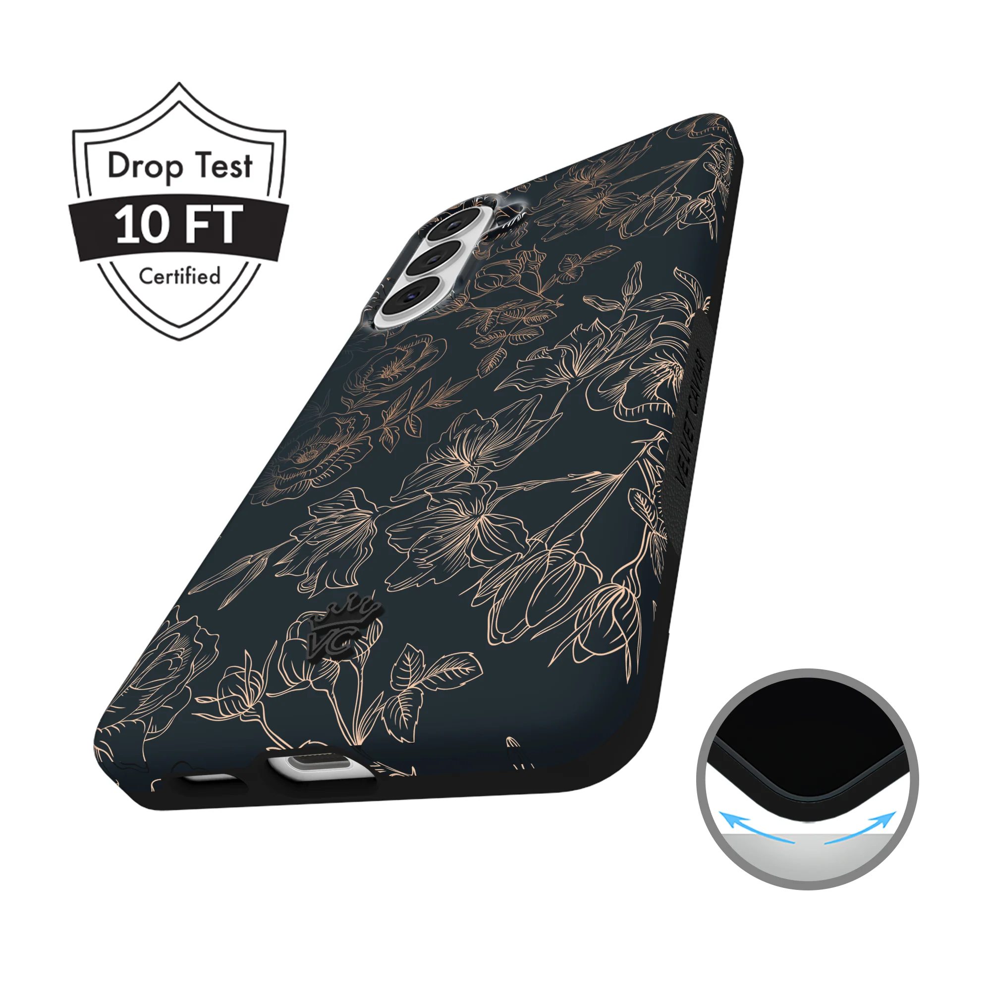 Floral Rose Gold Chrome Samsung Galaxy Case - Image 149