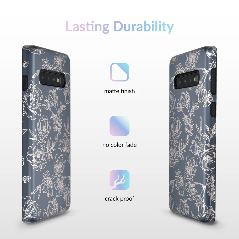 Floral Rose Gold Chrome Samsung Galaxy Case - Image 34