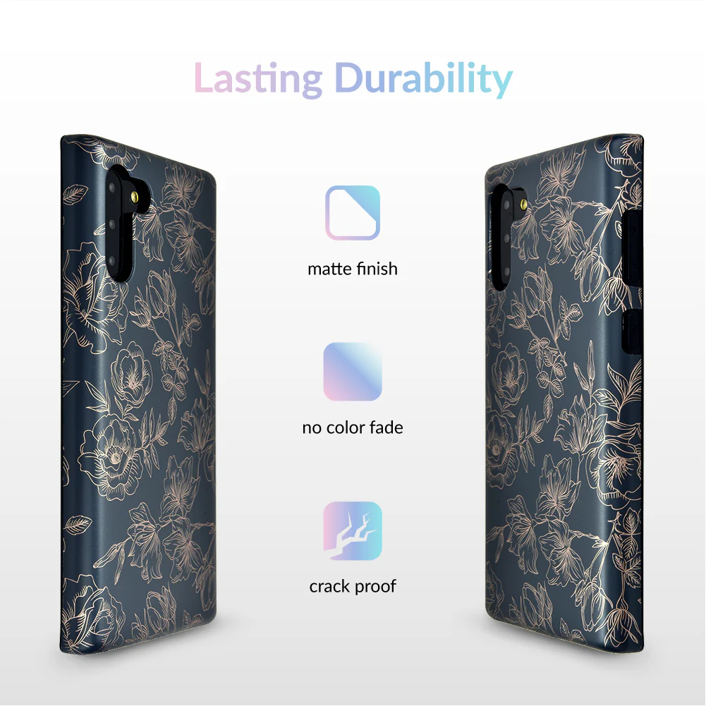 Floral Rose Gold Chrome Samsung Galaxy Case - Image 49