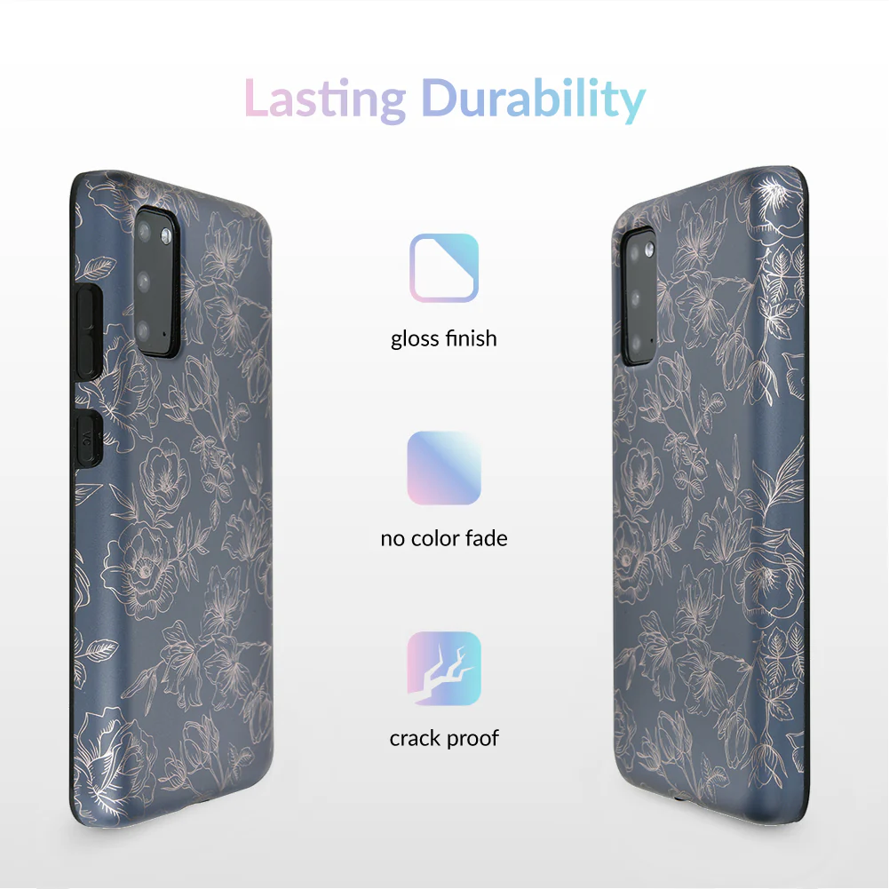 Floral Rose Gold Chrome Samsung Galaxy Case - Image 59