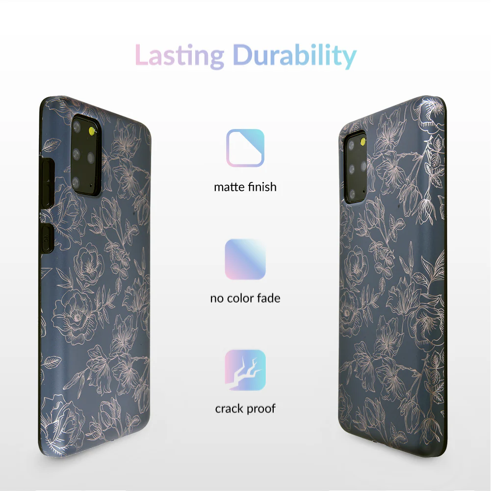 Floral Rose Gold Chrome Samsung Galaxy Case - Image 64