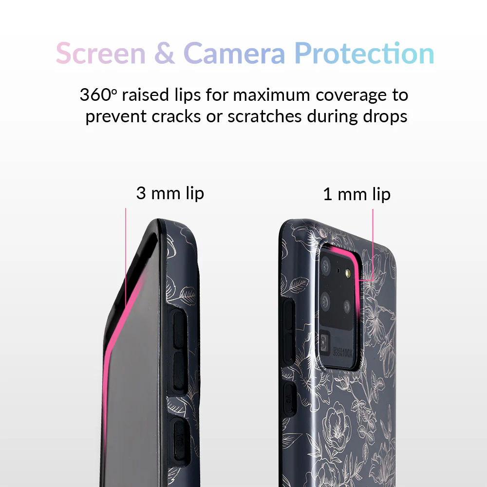 Floral Rose Gold Chrome Samsung Galaxy Case - Image 67