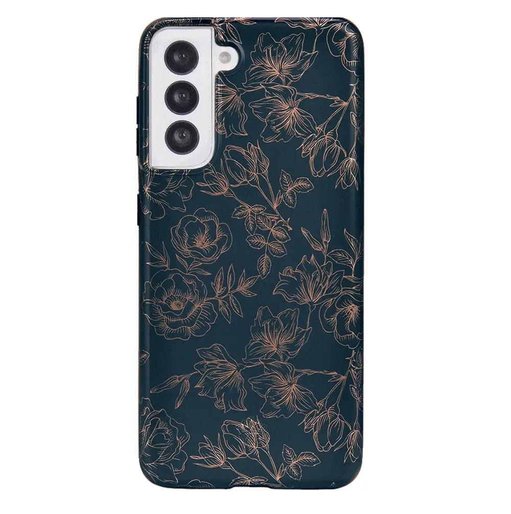 Floral Rose Gold Chrome Samsung Galaxy Case - Image 71