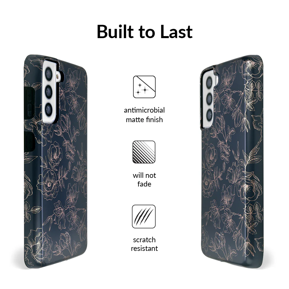 Floral Rose Gold Chrome Samsung Galaxy Case - Image 74