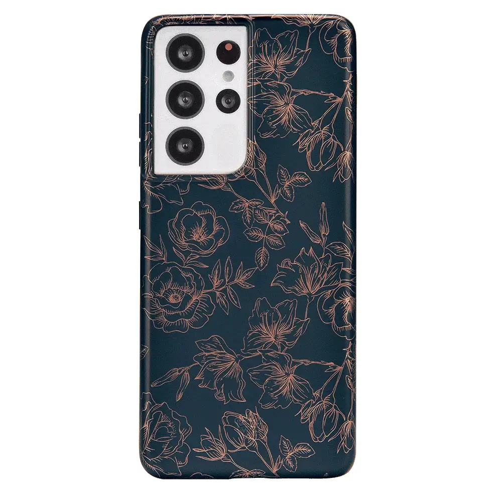 Floral Rose Gold Chrome Samsung Galaxy Case - Image 81