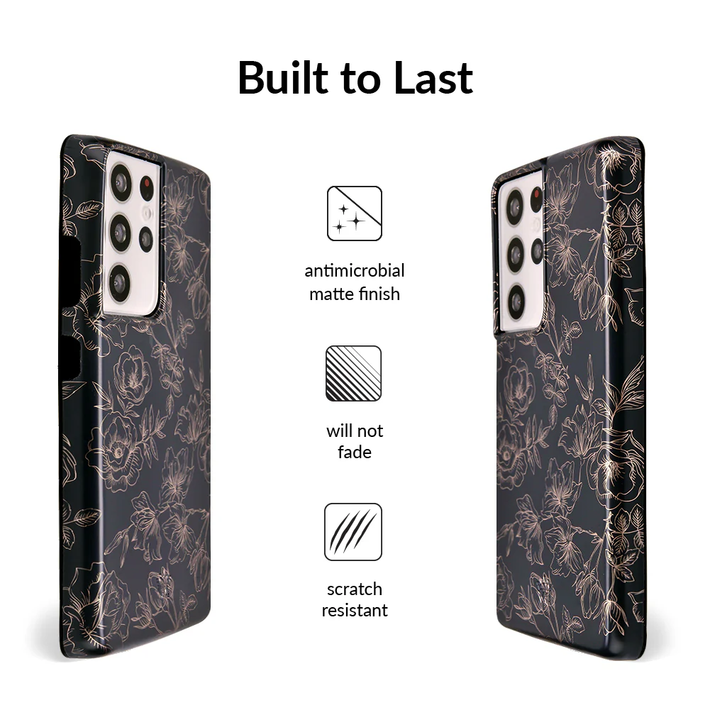 Floral Rose Gold Chrome Samsung Galaxy Case - Image 84