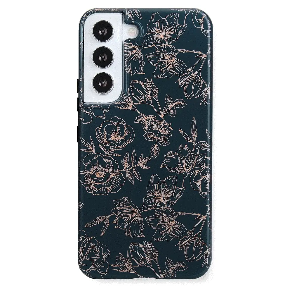 Floral Rose Gold Chrome Samsung Galaxy Case - Image 86